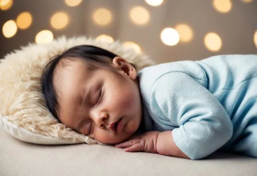 Baby der sover på en babypude